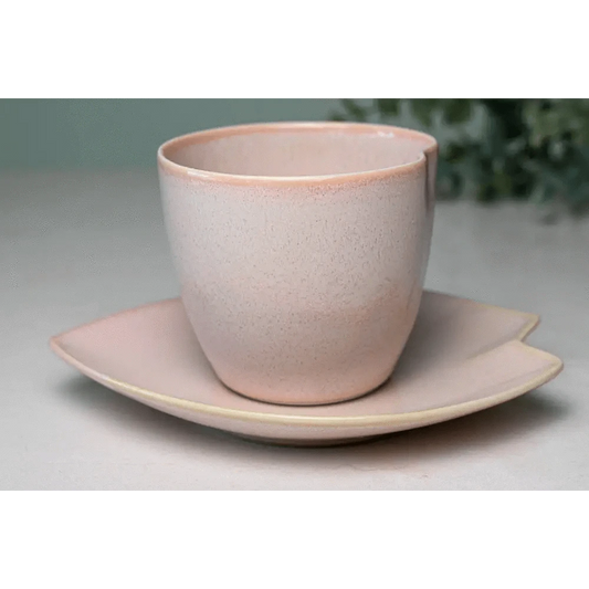 Aprikalife Cups & Mugs Pink LOVE Ceramic Tea Cup with Saucer, Japanese Cup