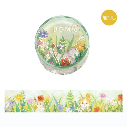 BGM INC. Washi Tape Flowers and Cats - Late Afternoon Kitty BGM Washi Tape - Cats