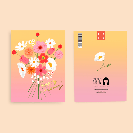 Carolyn Suzuki Greeting Cards HAPPY BOUQUET - Wedding Card