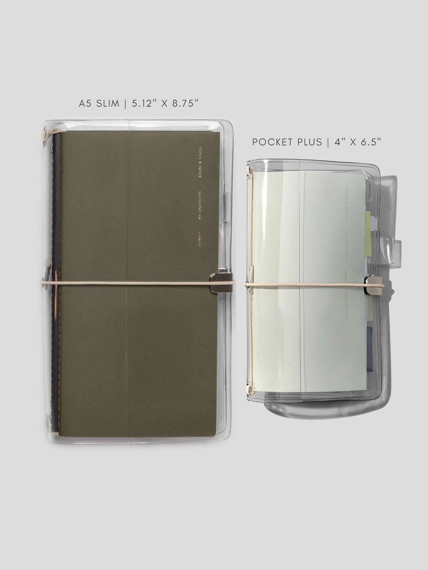 Cloth & Paper Pocket Plus Clear Vinyl Travel Notebook Cover | Pocket Plus