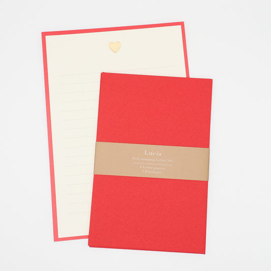 EL COMMUN Greeting Cards Lucia Red Heart Letter Set