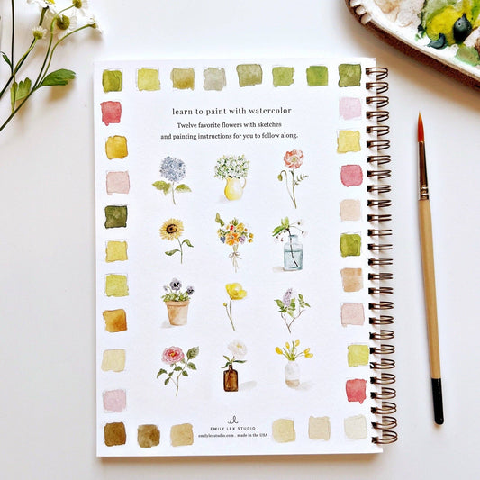 emily lex studio Flowers watercolor workbook