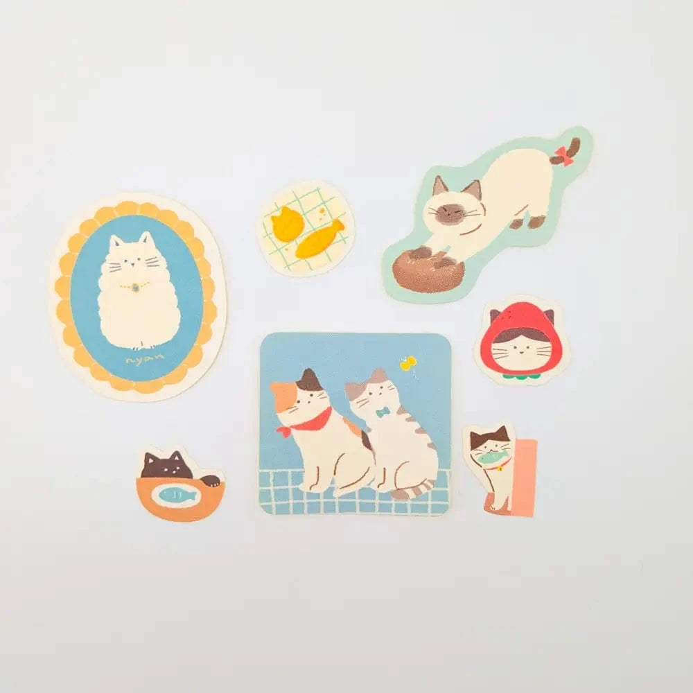FURUKAWASHIKO Washi Stickers Washi Stickers - Watashi-biyori Series - Blue Cats