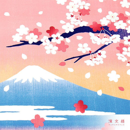 HAMAMONYO Furoshiki Cloths Bento Wrapping Cloth (Furoshiki) - 50cm - Unkai Fuji & Cherry Blossoms