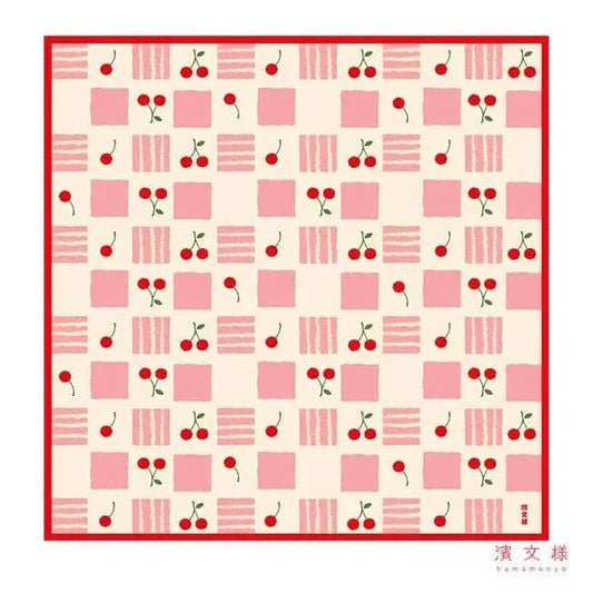 HAMAMONYO gift wrapping Cherry Checkerboard Bento Furoshiki Cloths 19"