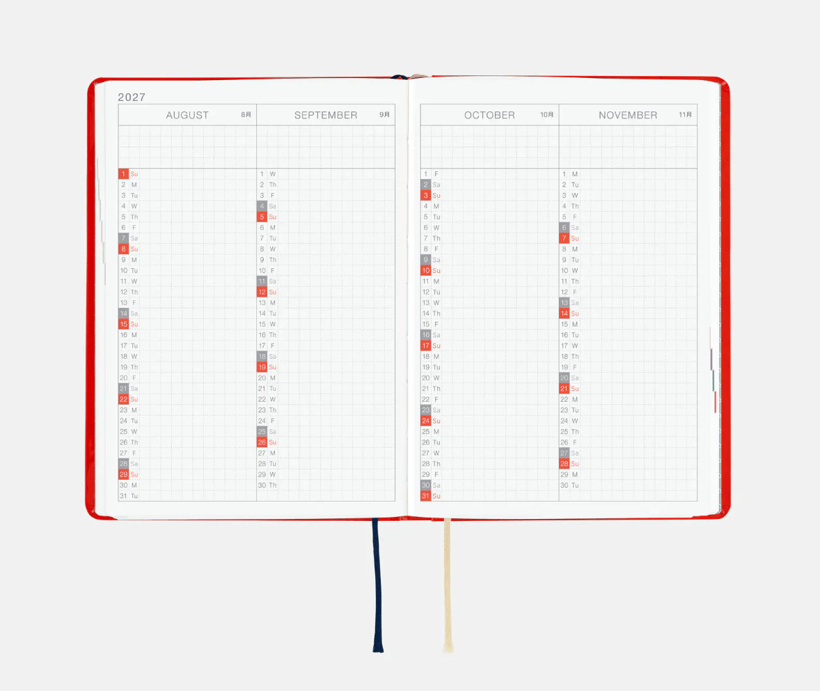 Hightide USA Planners PREORDER - Hobonichi Techo 2027 HON A6 Yumi Kitagishi: White Cat and Rabbit's Tea Room
