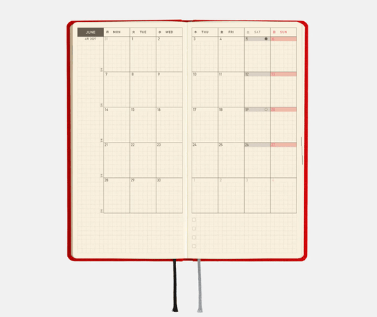 Hightide USA Planners PREORDER - Hobonichi Techo 2027 Weeks Colors: Poppy Red