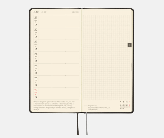 Hightide USA Planners PREORDER - Hobonichi Techo 2027 Weeks Paper Series: Black Argyle