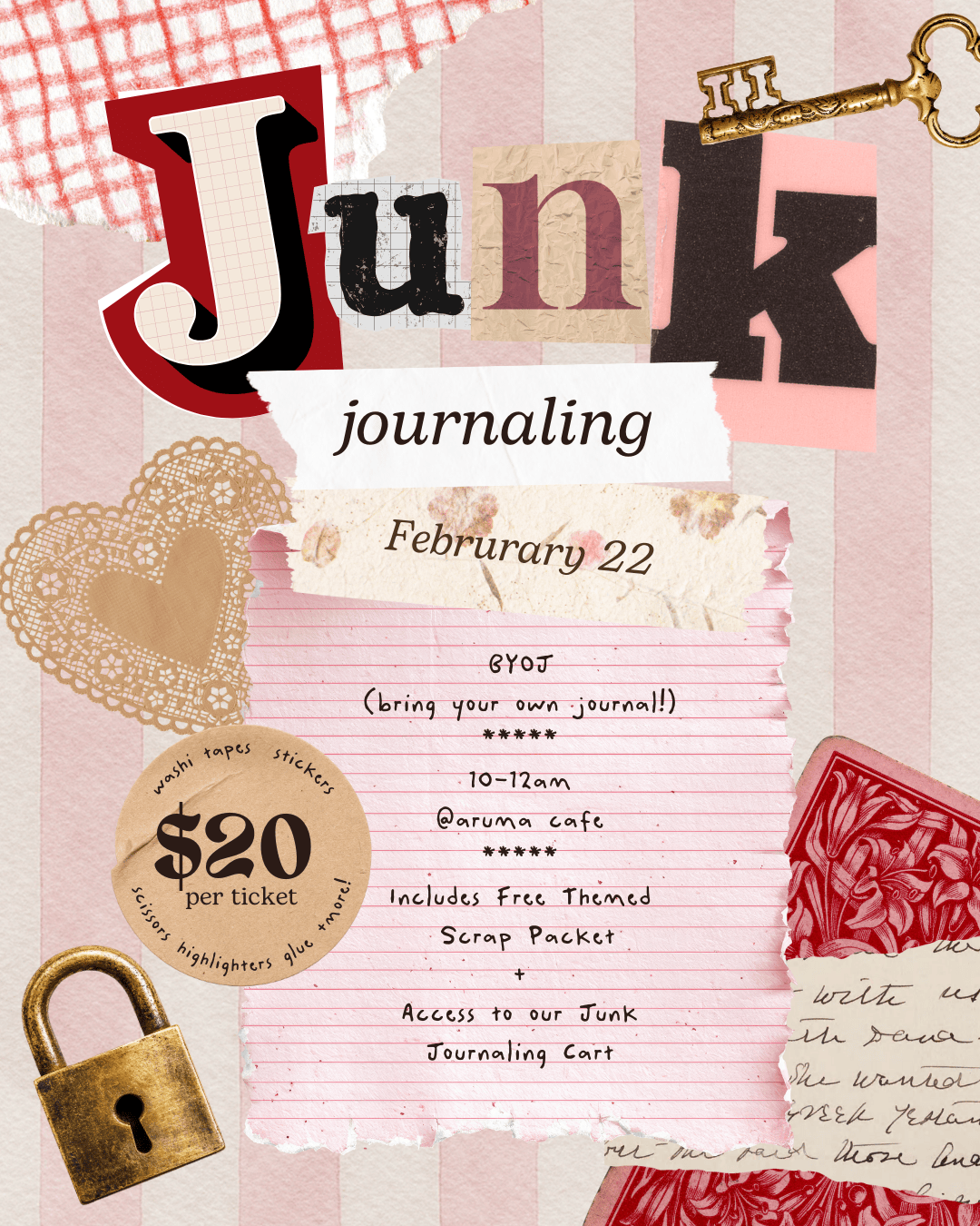 Kinkan Gifts Ticket Junk Journaling Class - Feb 22