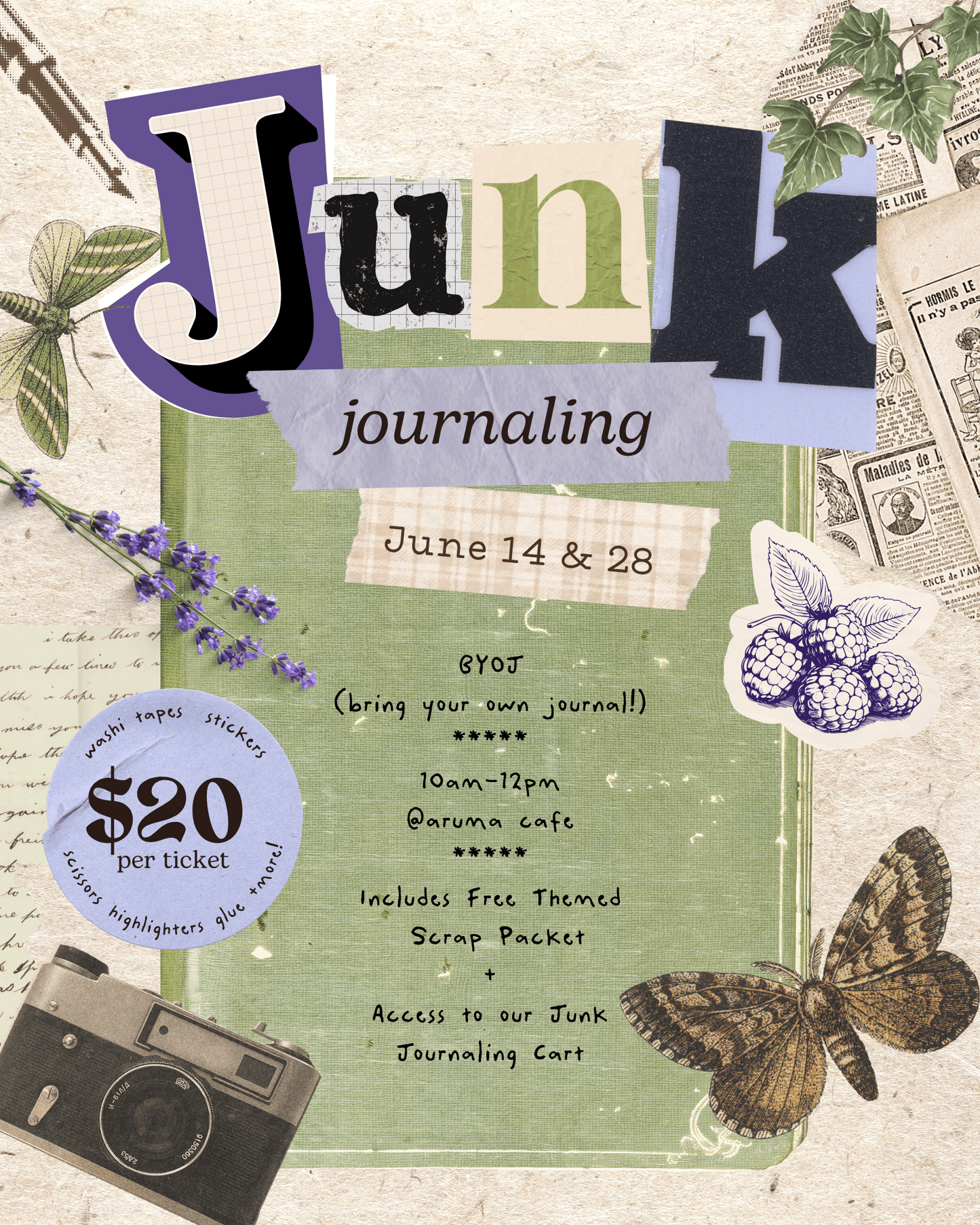 Kinkan Gifts Ticket Junk Journaling Class - June 28