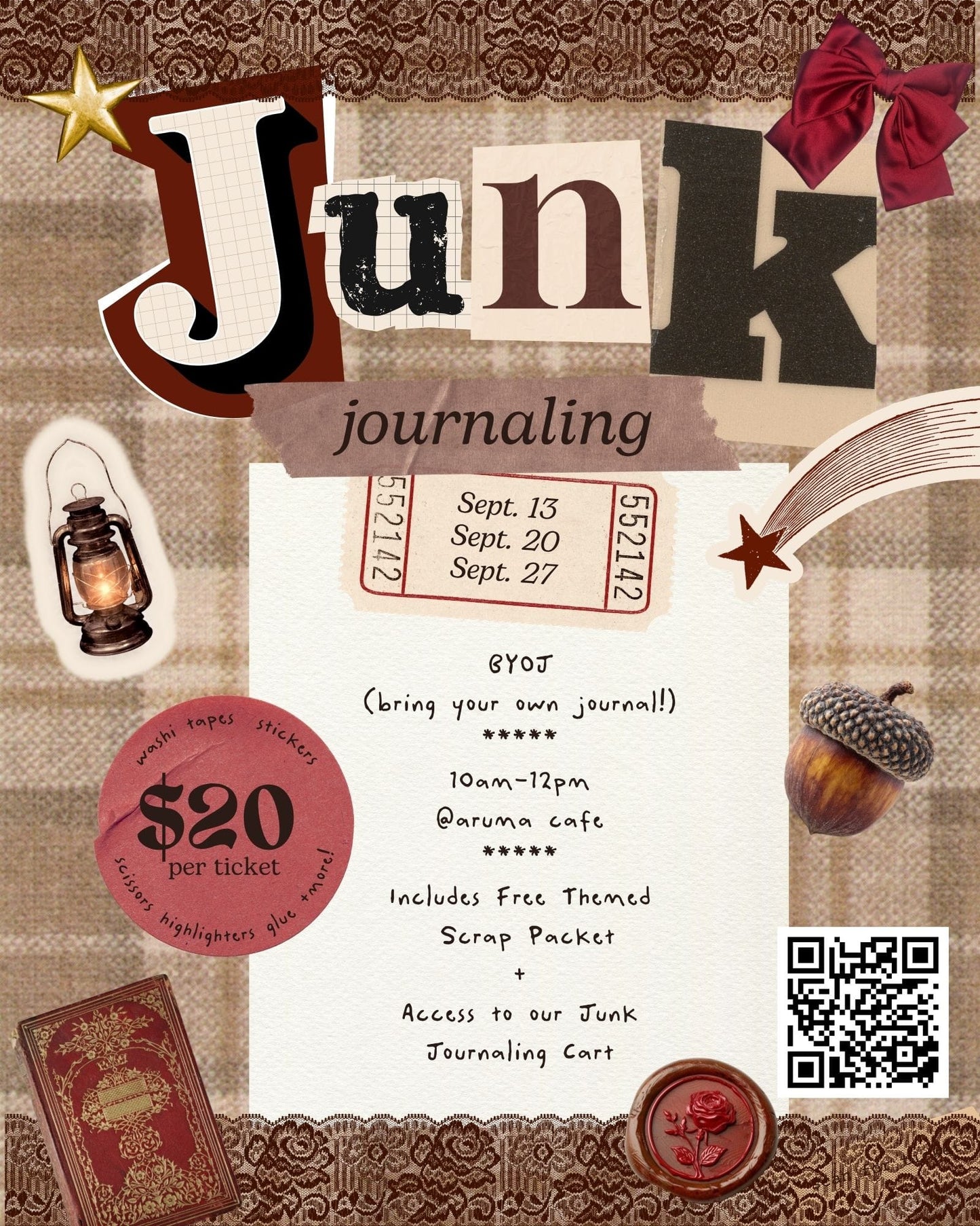 Kinkan Gifts Ticket Junk Journaling Class - September 20