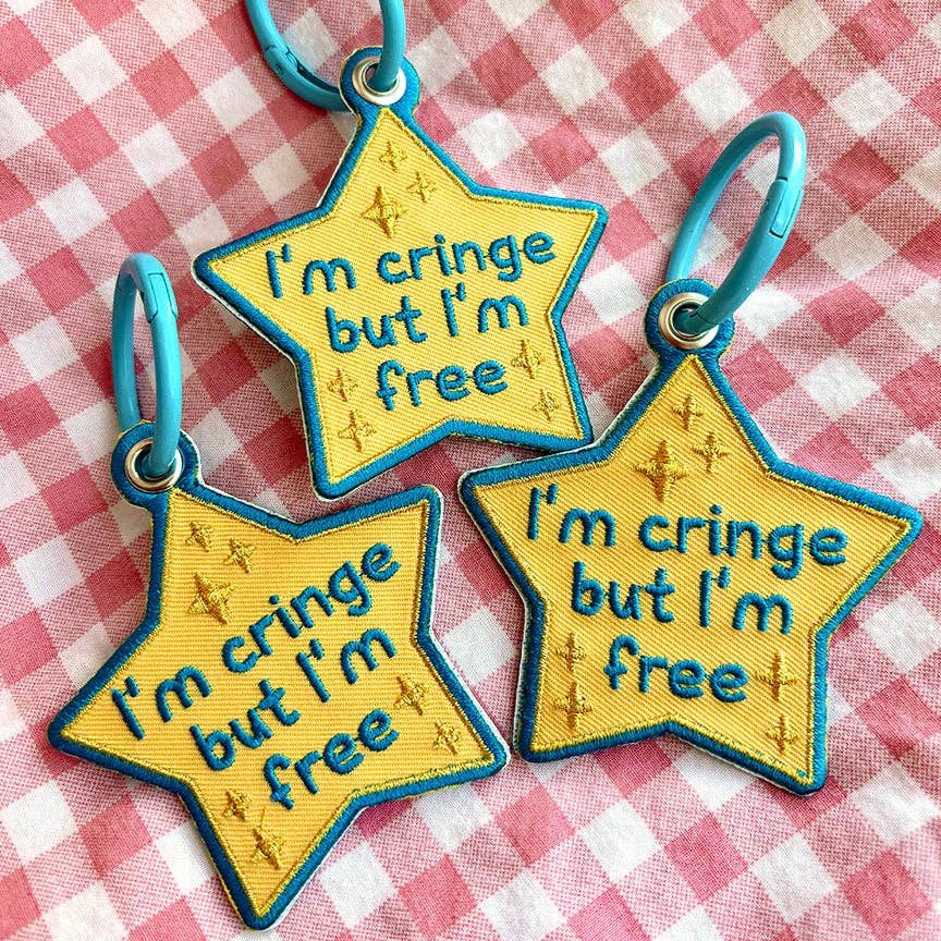 Maobabie I'm Cringe but I'm Free Star Embroidered Keychain