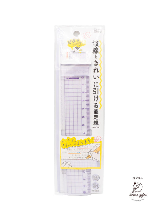 MDS Co.,Ltd. Purple KUTSUWA - Straight Edge + Wavy Lines Ruler