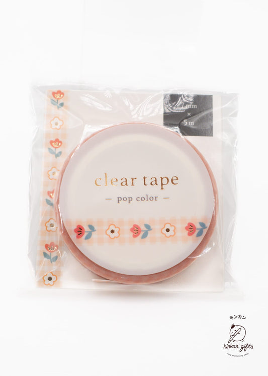MIND WAVE Red Flower Mind Wave - Clear Washi Tape - Pop Color - 7mm - Thin