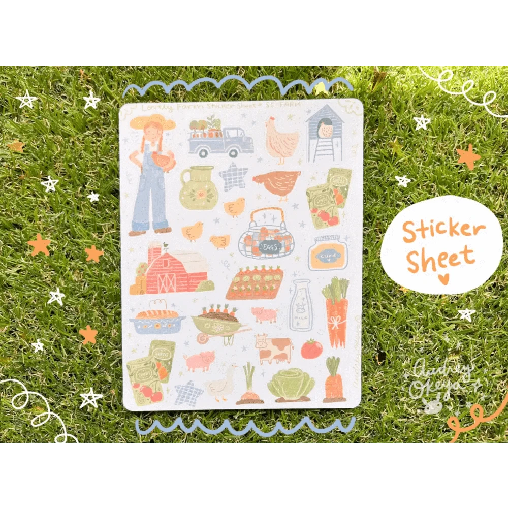 Okeya Stationery Co. Sticker Sheet Farm Sticker Sheet