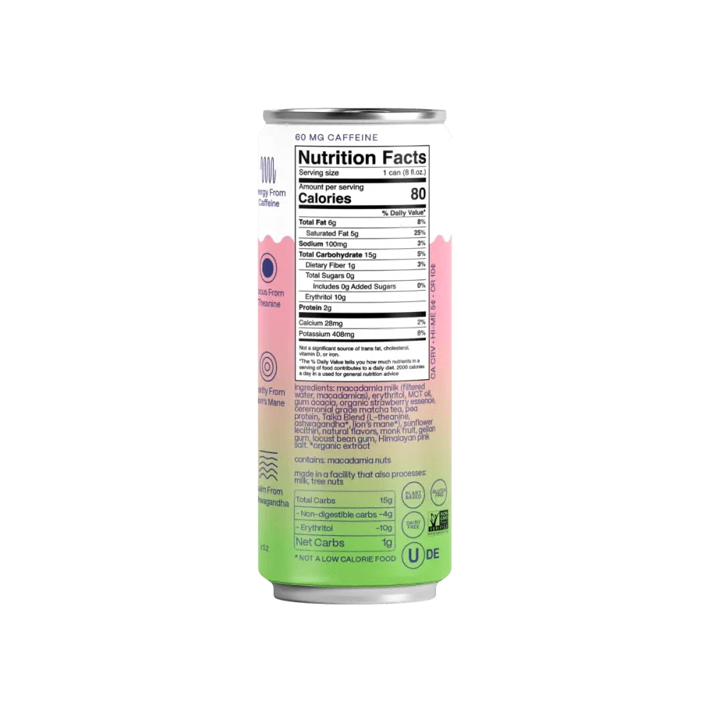 Taika Beverages Strawberry Matcha Latte with Adaptogens