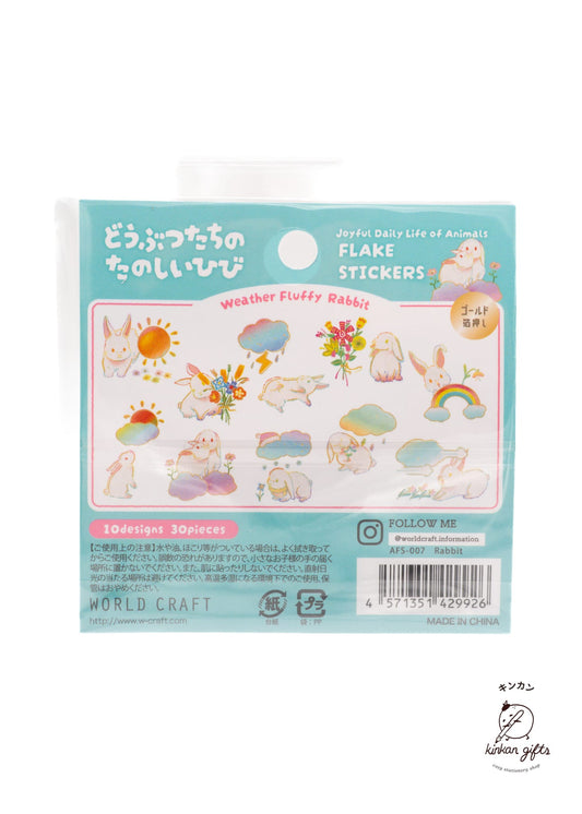 WORLD CRAFT CO.,LTD. World Craft Flake Stickers - Joyful Daily Life of Animals - Rabbit