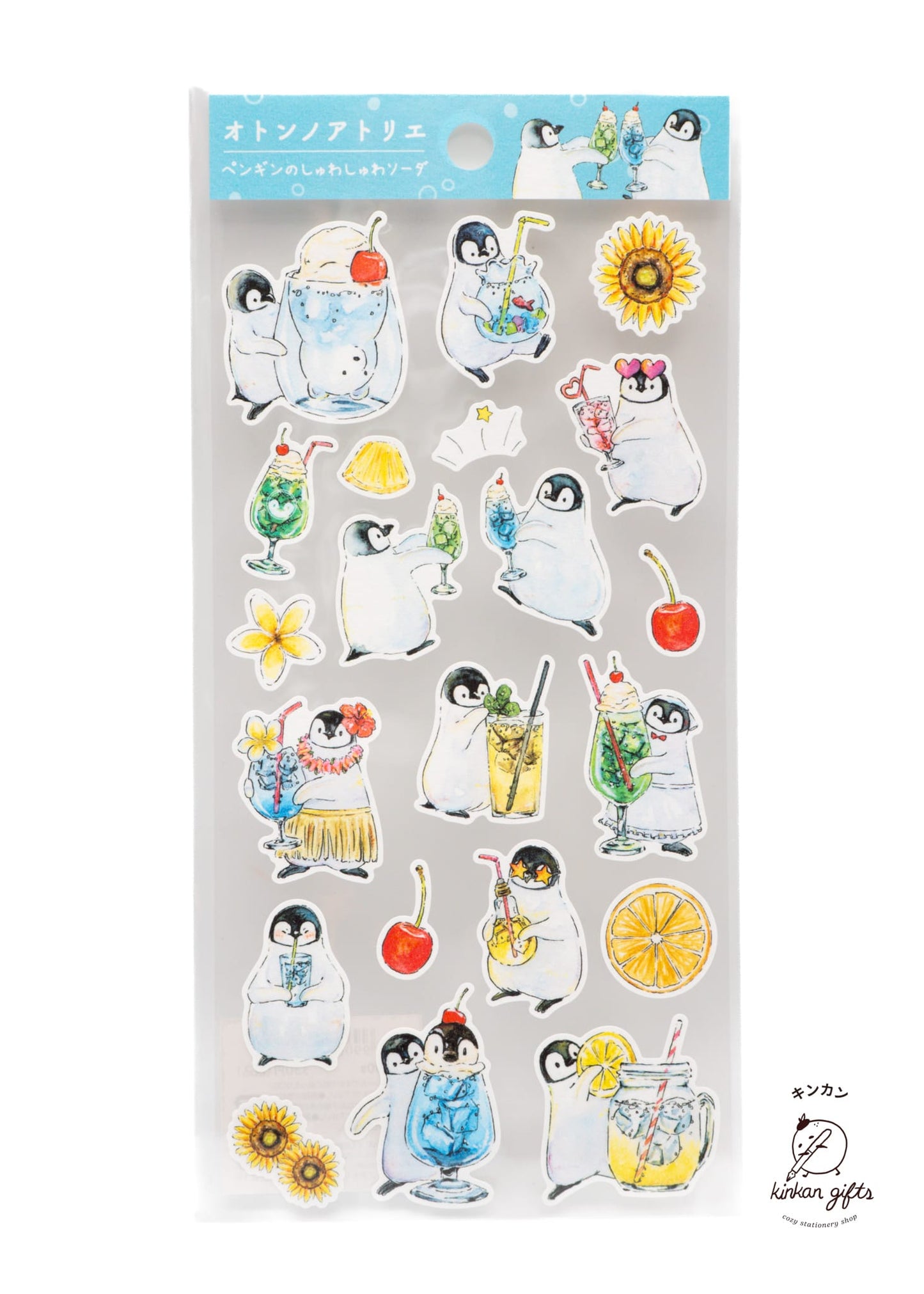 ACTIVE CORPORATION OTON - Cotton Seal Sticker Sheet - Penguin Soda