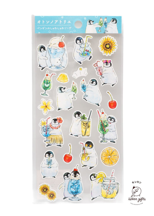 ACTIVE CORPORATION OTON - Cotton Seal Sticker Sheet - Penguin Soda