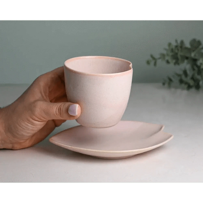 Aprikalife Cups & Mugs Pink LOVE Ceramic Tea Cup with Saucer, Japanese Cup