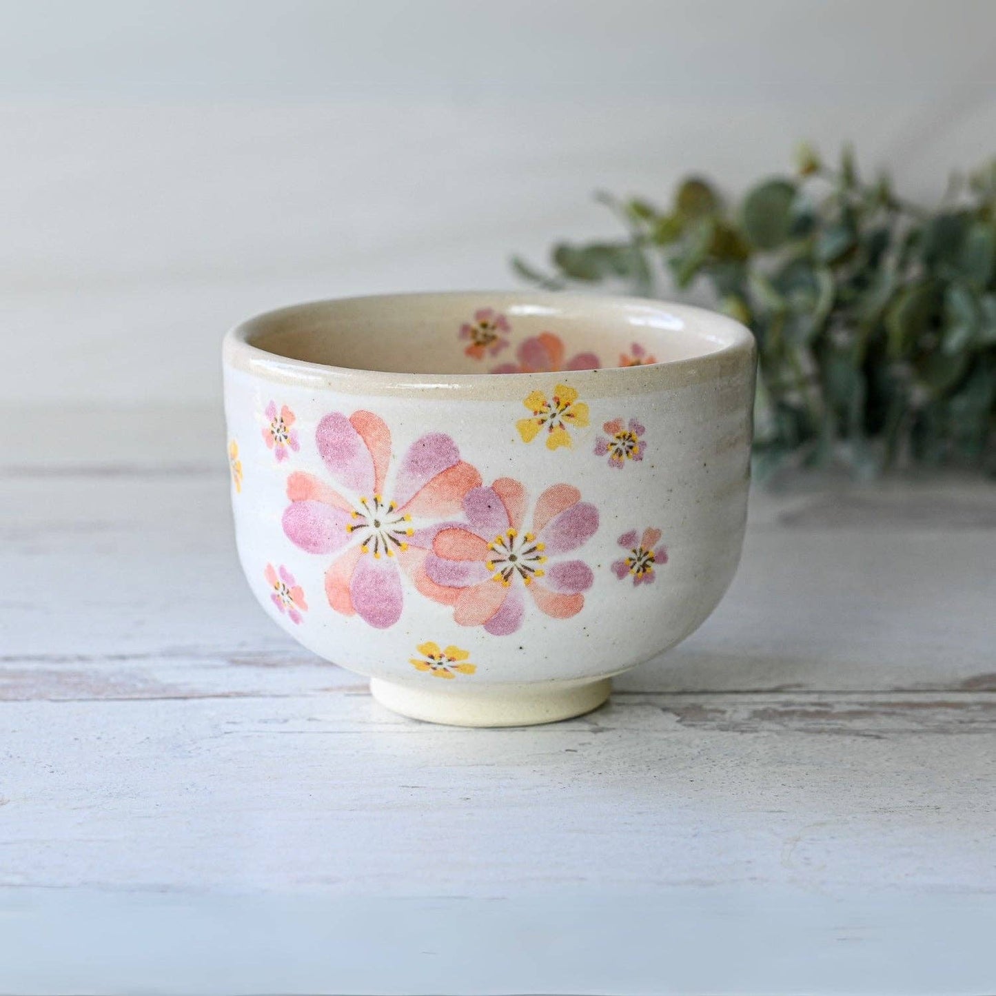 Aprikalife Japanese Pink Sakura Ceramic Matcha Bowl