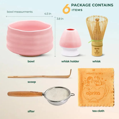 Aprikalife Tea & Tea Sets Ceremonial Matcha Starter Kit (6pcs), Christmas Gift Set