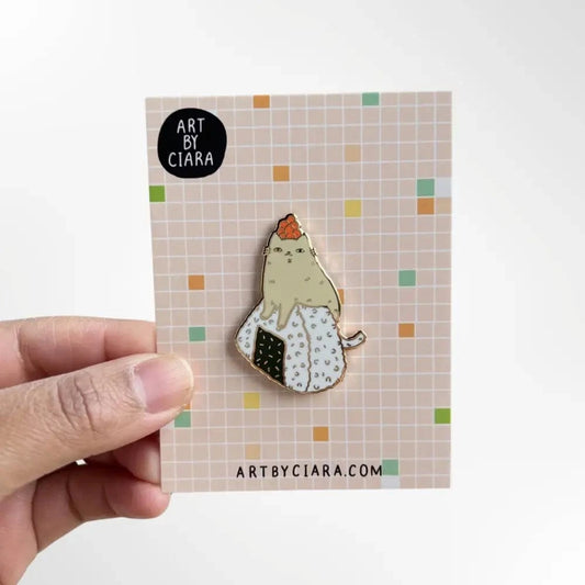 Art by Ciara enamel pin Onigiri Kitty Enamel Pin