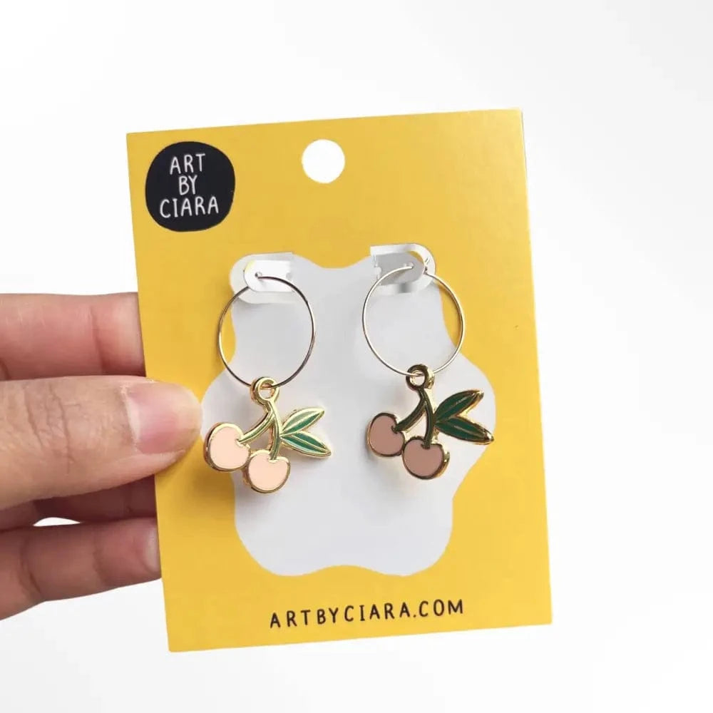 Art by Ciara Jewelry Gold Filled Cherry Hoop Earrings