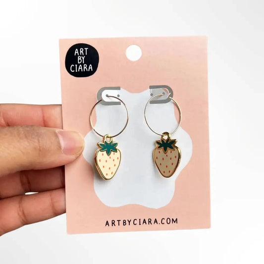 Art by Ciara Jewelry Gold Filled Strawberry Hoop Earrings