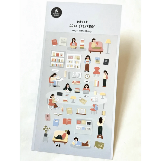 BCmini Calendars, Organizers & Planners Suatelier Stickers - Daily Deco Stickers - Library