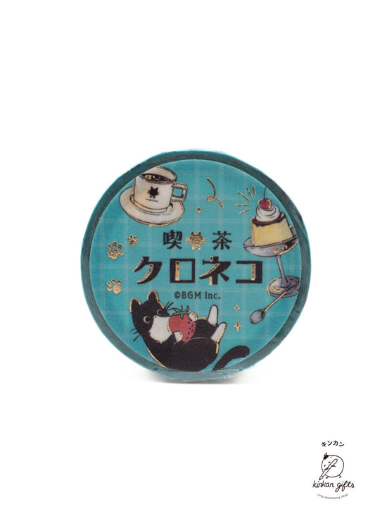 BGM INC. Washi Tape Cafe Kuroneko* Cafe Stroll BGM Washi Tape Black-cat Coffee Shop Cat
