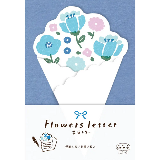 FURUKAWASHIKO Stationary Blue Flowers Letter Set