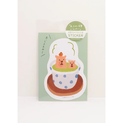 FURUKAWASHIKO Decorative Stickers Capybara Tea Sticker