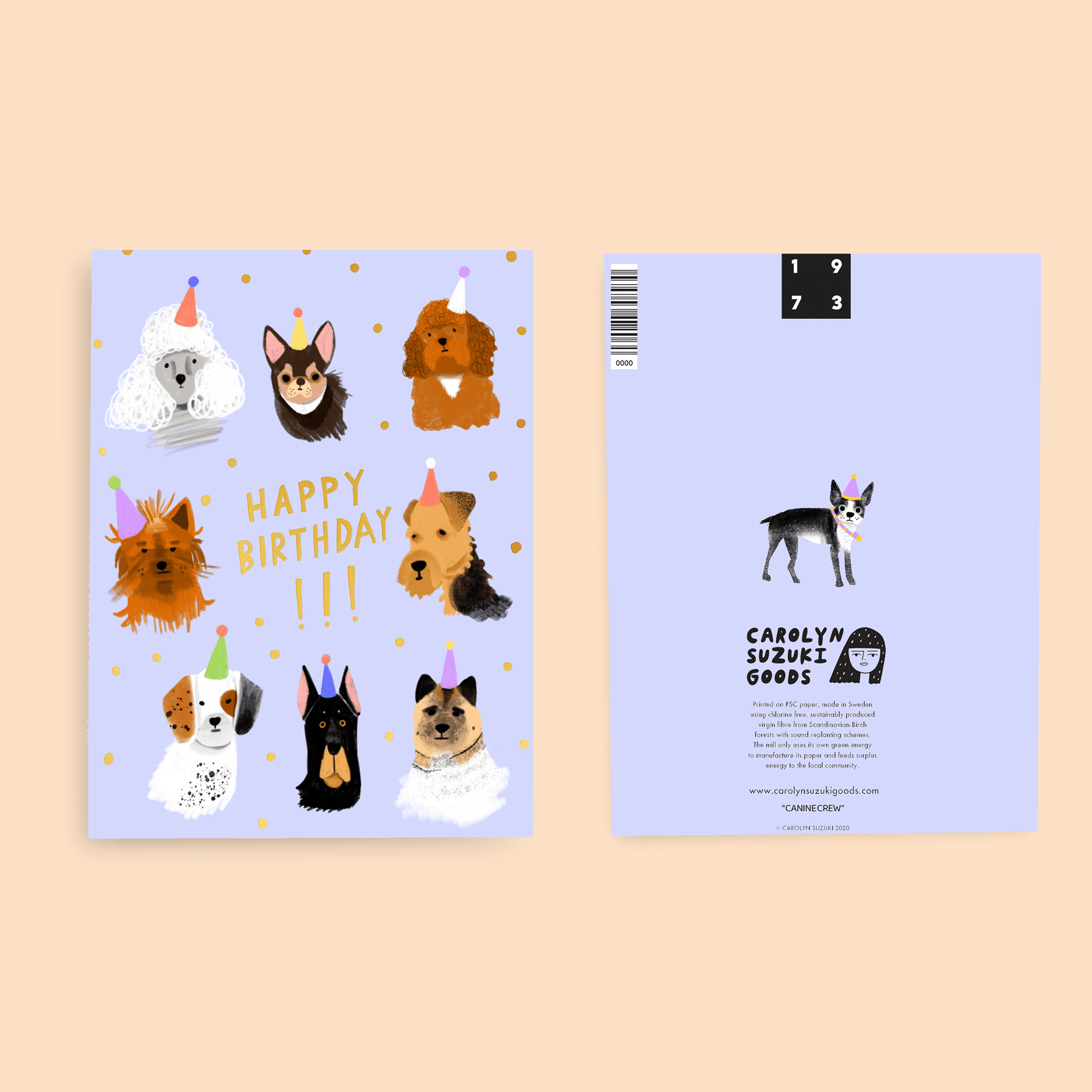 Carolyn Suzuki CANINE CREW - Birthday Card