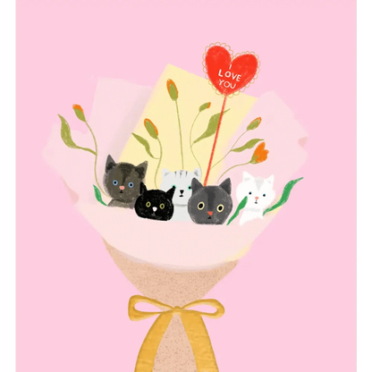 Carolyn Suzuki Greeting Cards CAT BOUQUET - Love Card