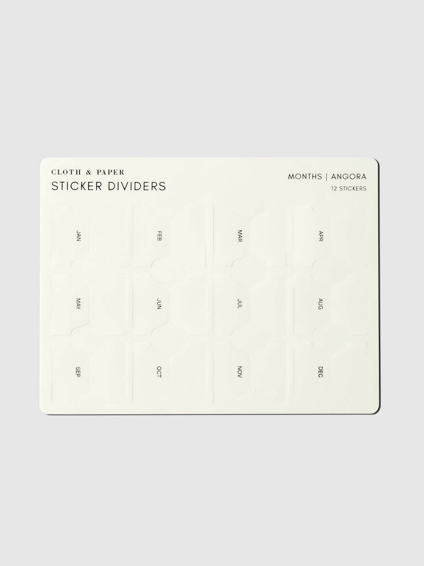 Cloth & Paper Months | Angora Planner Sticker Dividers