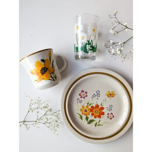 TAMURATOKI CO.,LTD [Adelia ADERIA]Adelia Retro Tumbler 200ml Nobana made in Japan Daisy Motif Glass