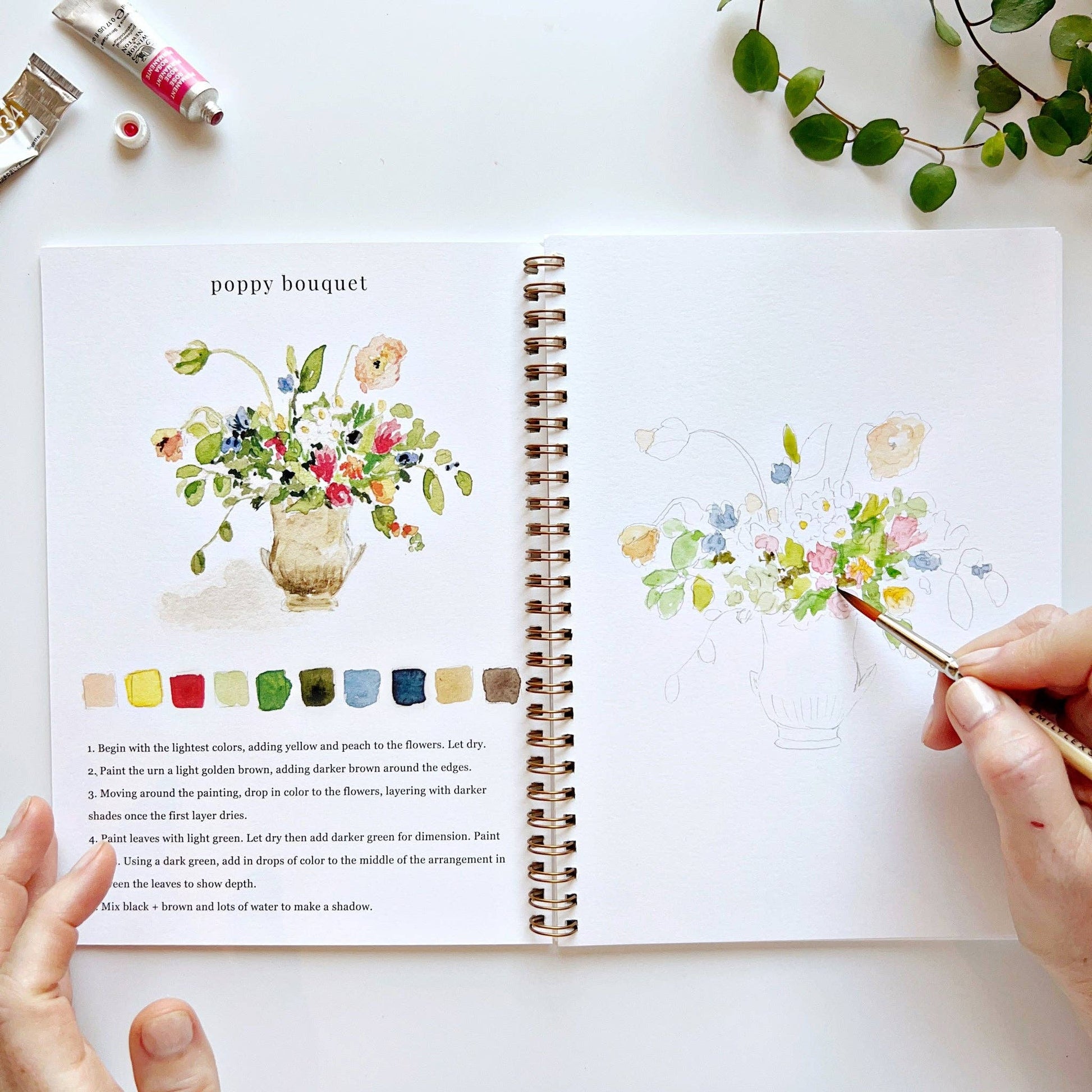 emily lex studio Bouquets watercolor workbook
