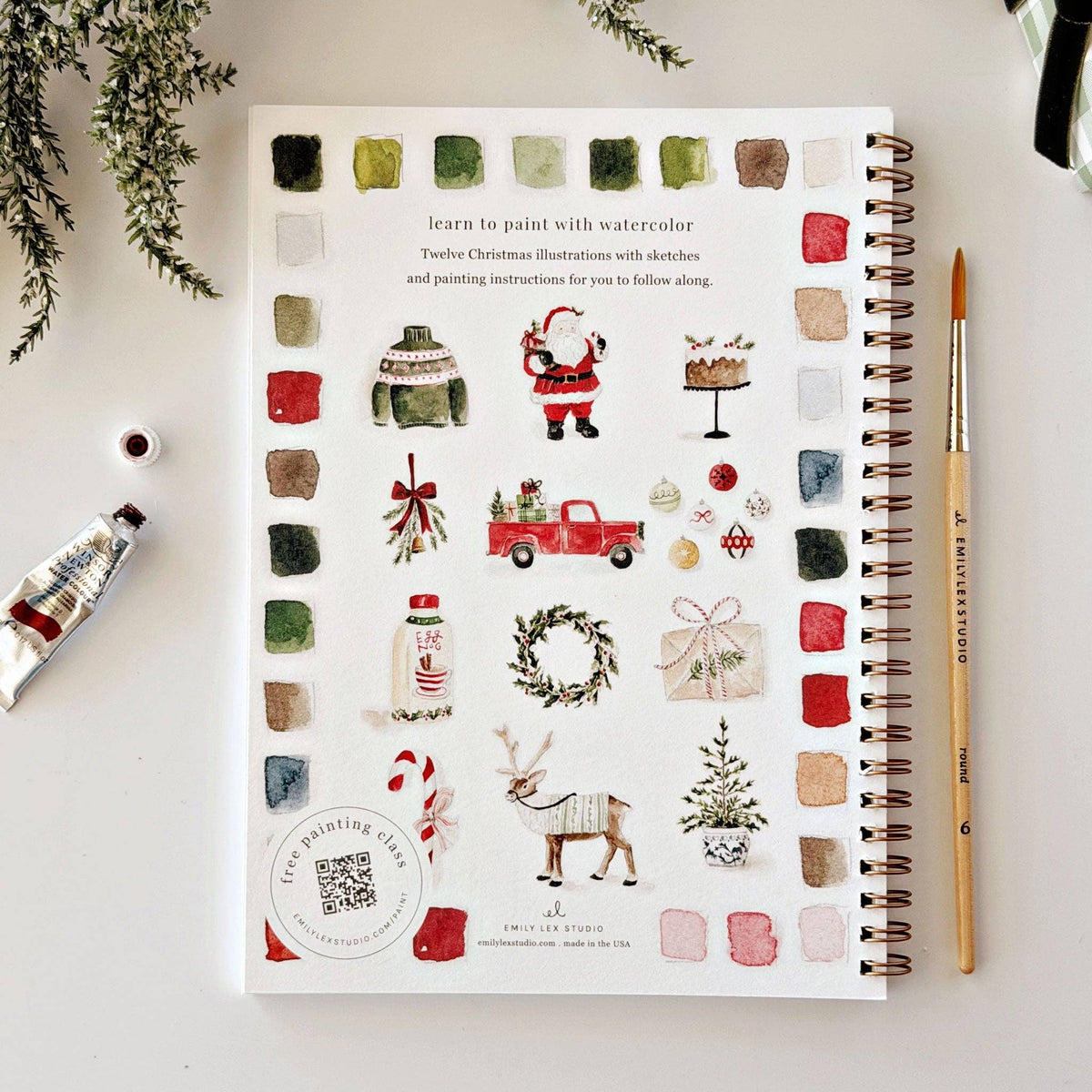 emily lex studio Classic christmas watercolor workbook