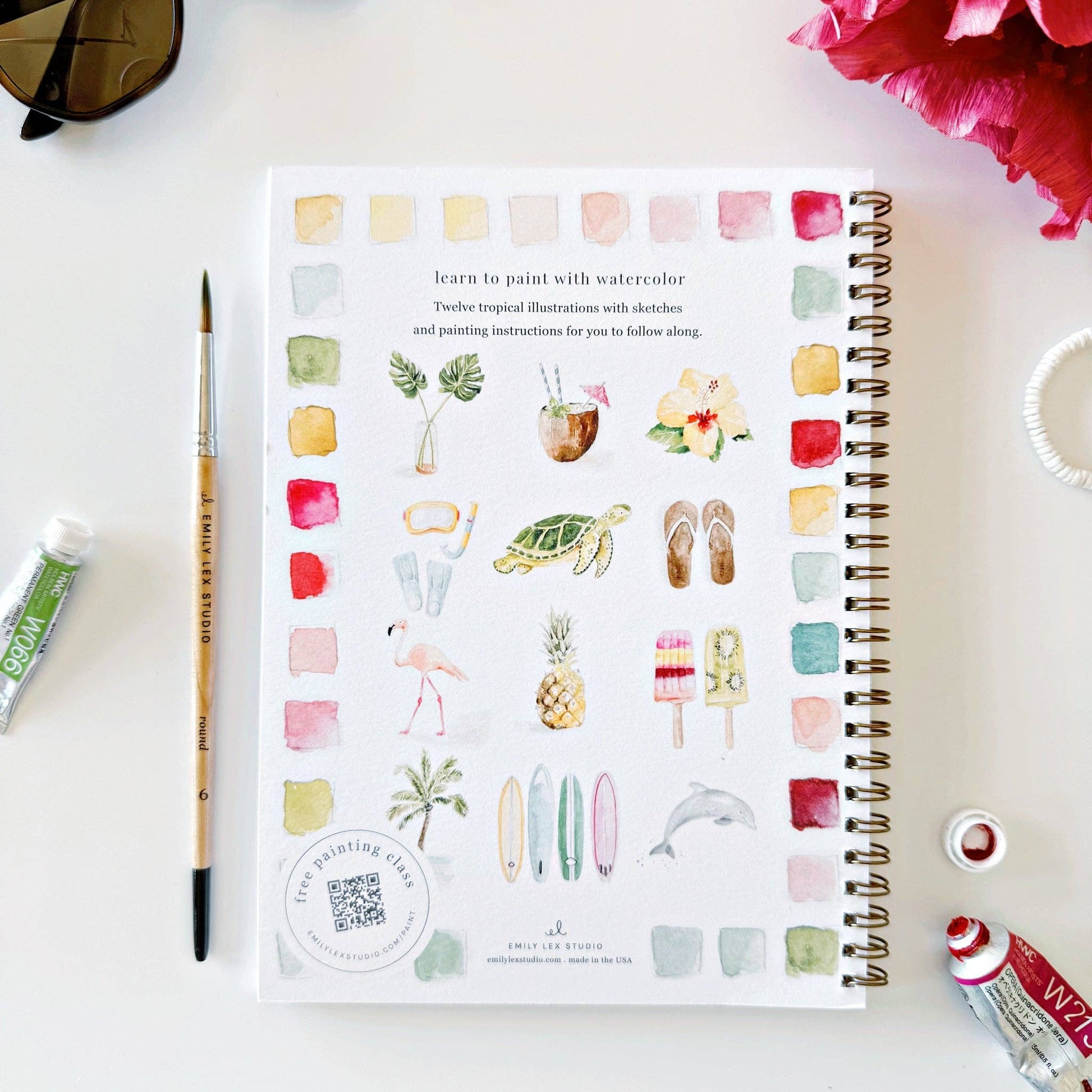 emily lex studio Tropical watercolor workbook