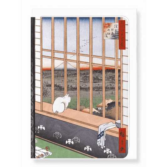 Ezen Trade Greeting Cards ASAKUSA RICE FIELDS CAT: Japanese Greeting Card