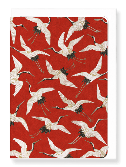 Ezen Trade Greeting Cards CRANE EMBROIDERY ON RED : Greeting Card