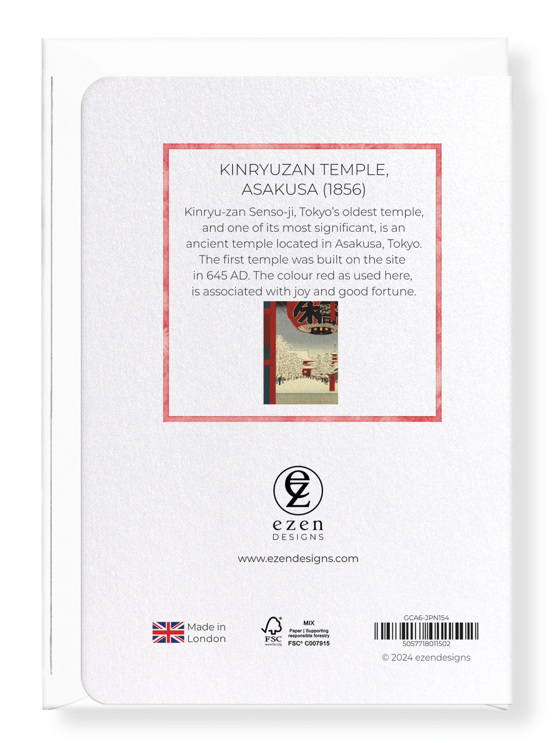 Ezen Trade KINRYUZAN TEMPLE, ASAKUSA (1856): Japanese Greeting Card