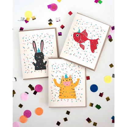 Fugu Fugu Press Greeting Cards Confetti Bunny Card