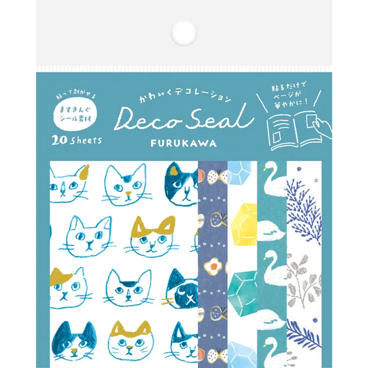 Furukawa Shiko Deco Seal Navy Stickers