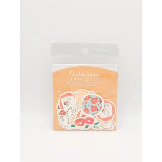 Furukawa Shiko Flower and Rabbit Washi Flake Stickers - Decorative Stickers