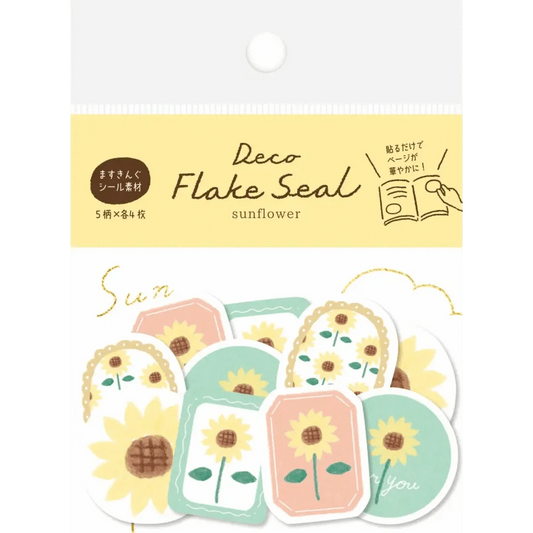 FURUKAWASHIKO Decorative Stickers Sunflower Washi Flake Stickers