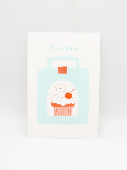 FURUKAWASHIKO Dog Cupcake Furukawa Shiko x Jam Retro Printed Postcard - Cream Animals Series