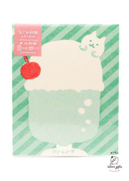 FURUKAWASHIKO Letter Sets Cream Soda & Cat Furukwashiko Nagomi Washi Letter Set - Retro Soda