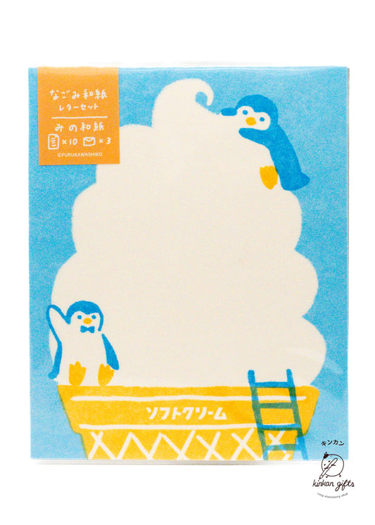 FURUKAWASHIKO Letter Sets Soft Ice Cream & Penguins Furukwashiko Nagomi Washi Letter Set - Retro Soda